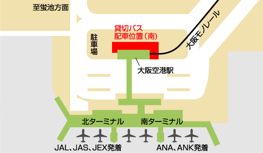 大阪伊丹空港の配車位置案内図